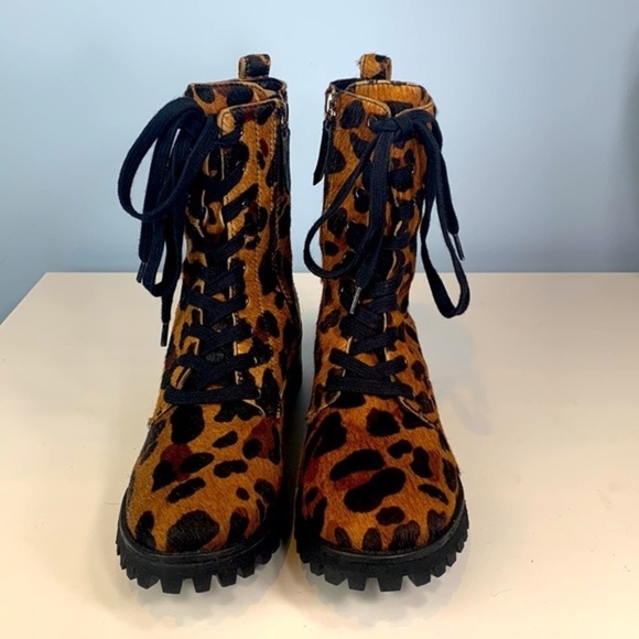 Women's Maylova Leopard Print Calf Hair Platform Booties NWOB - Picture 7 of 13